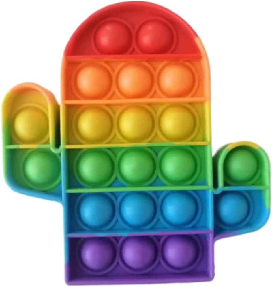 Pop Fidget Toy Cactus Push Pop Bubble Sensory Kids And Adults Travel Poppet Toy Squishy Toy For Gifts & Parties ADHD Stress & Anxiety Relief Toy Squeeze Toddler Toy (Cactus)