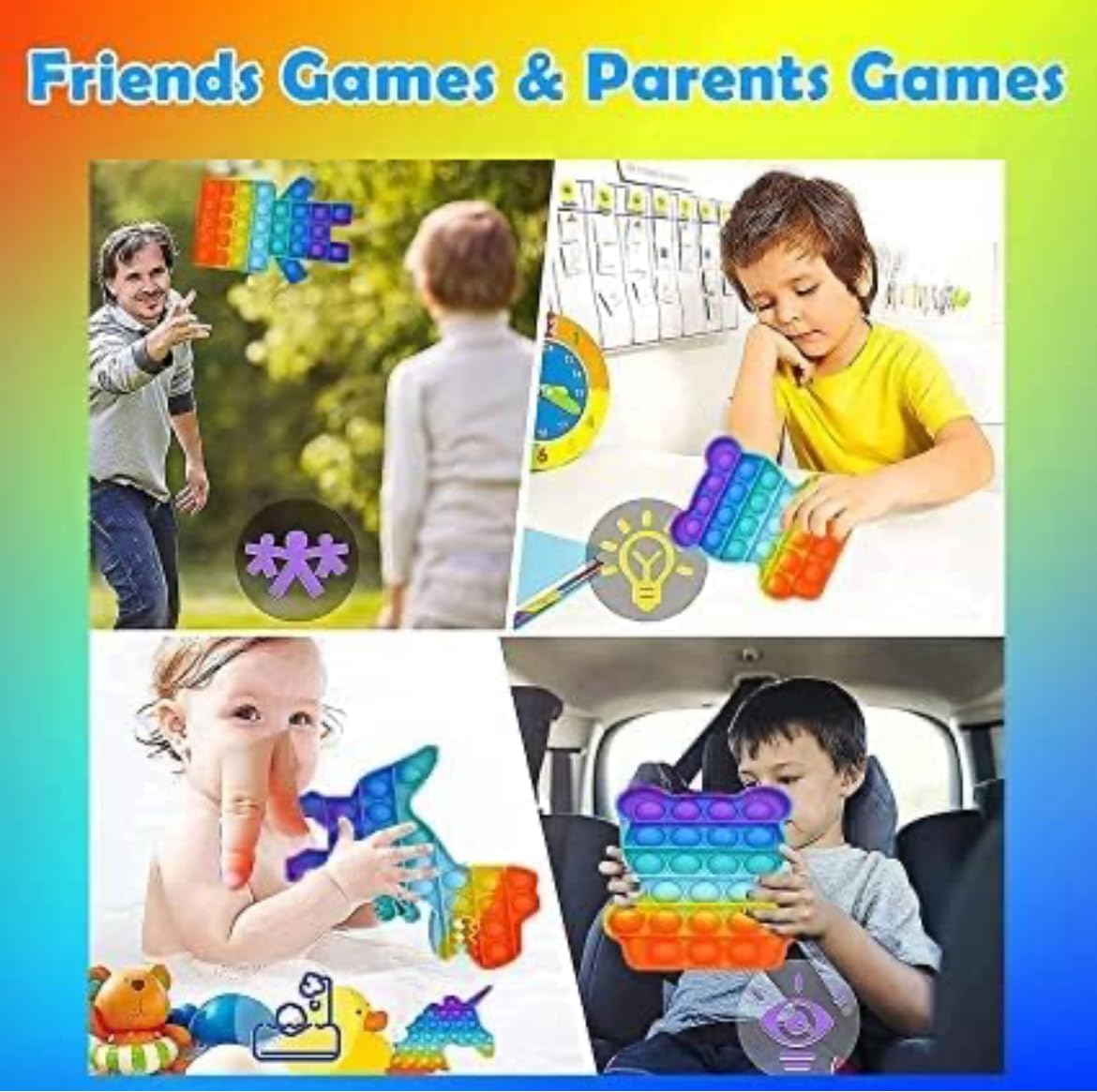 Pop Fidget Toy Cactus Push Pop Bubble Sensory Kids And Adults Travel Poppet Toy Squishy Toy For Gifts & Parties ADHD Stress & Anxiety Relief Toy Squeeze Toddler Toy (Cactus) - Image 2