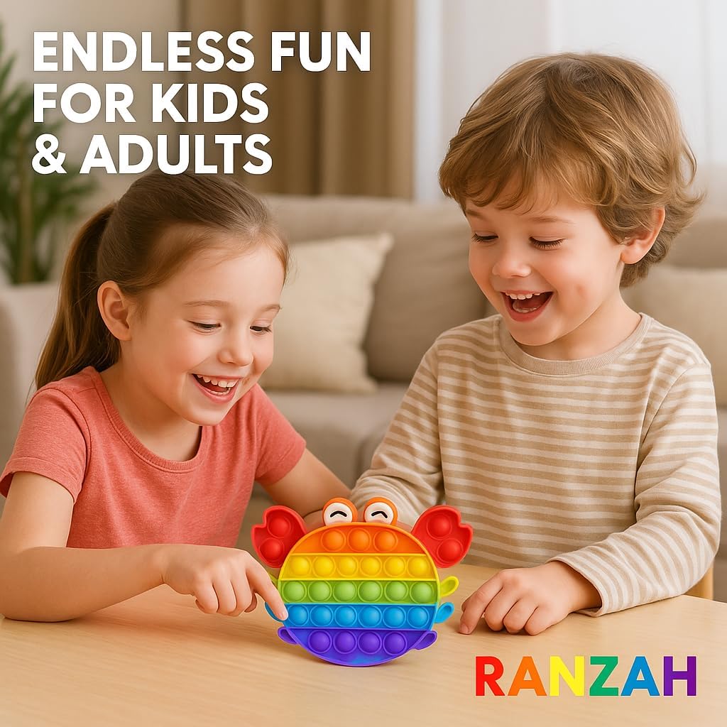 Pop Fidget Toy Crab Push Pop Bubble Sensory Toy For Kids And Adults Travel Poppet Toy Squishy Toy For Gifts & Parties ADHD Stress & Anxiety Relief Toy Squeeze Toddler Toy (Crab) - Image 2