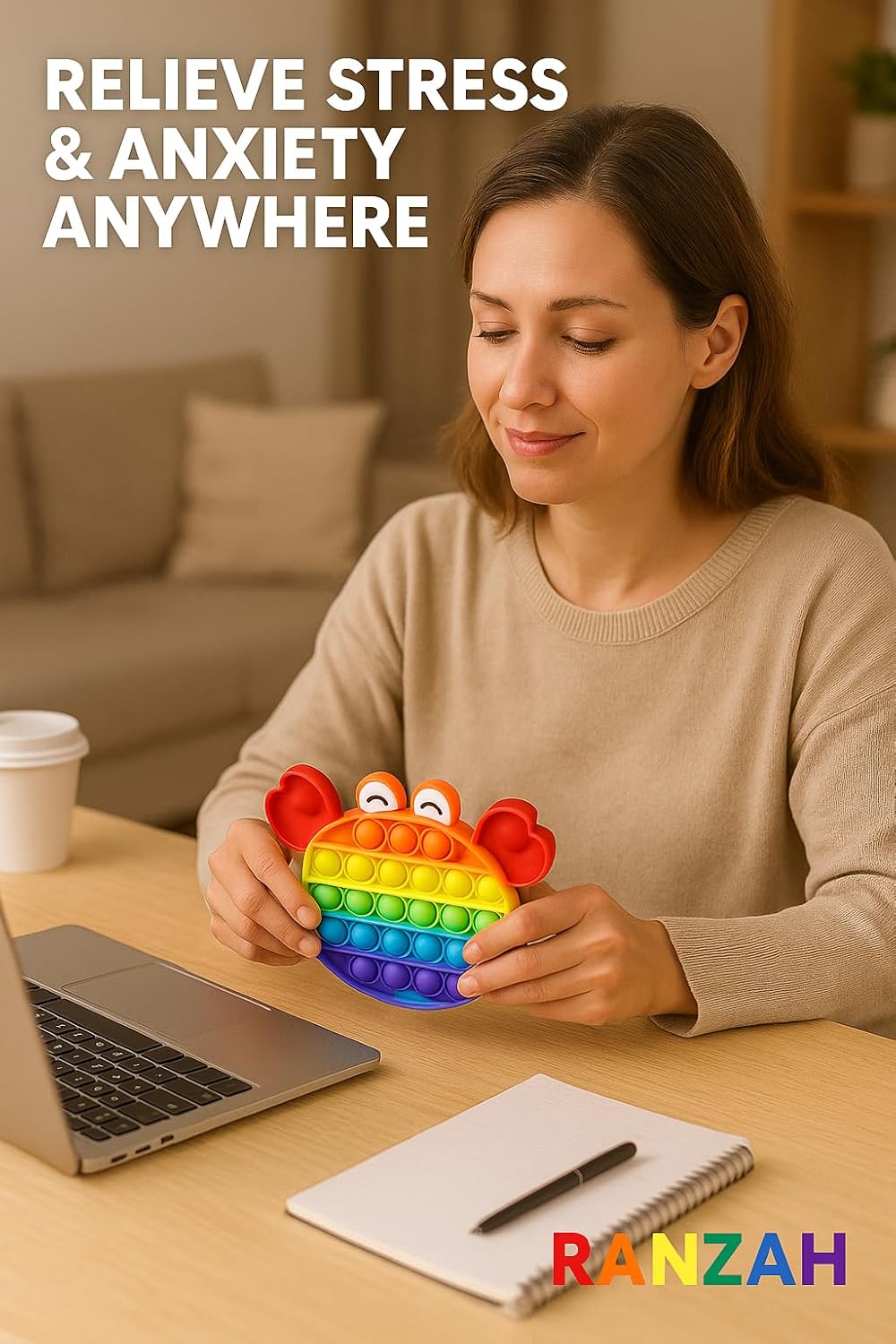 Pop Fidget Toy Crab Push Pop Bubble Sensory Toy For Kids And Adults Travel Poppet Toy Squishy Toy For Gifts & Parties ADHD Stress & Anxiety Relief Toy Squeeze Toddler Toy (Crab) - Image 4