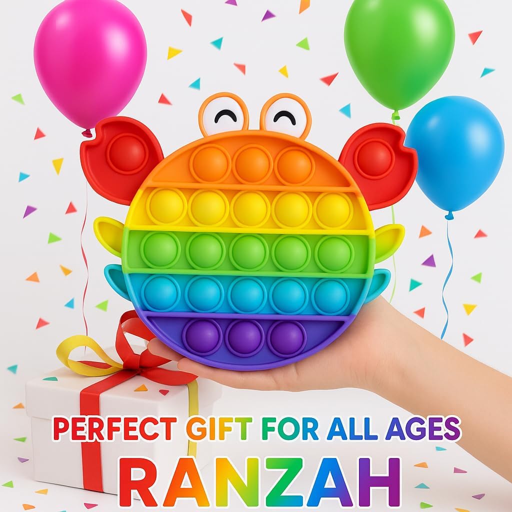 Pop Fidget Toy Crab Push Pop Bubble Sensory Toy For Kids And Adults Travel Poppet Toy Squishy Toy For Gifts & Parties ADHD Stress & Anxiety Relief Toy Squeeze Toddler Toy (Crab) - Image 5