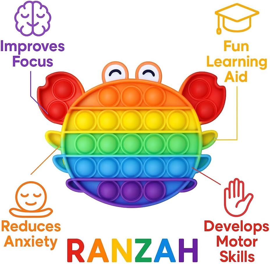 Pop Fidget Toy Crab Push Pop Bubble Sensory Toy For Kids And Adults Travel Poppet Toy Squishy Toy For Gifts & Parties ADHD Stress & Anxiety Relief Toy Squeeze Toddler Toy (Crab) - Image 6