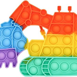 Pop It Fidget Toy Excavator Silicone Bubble Sensory Stress Relief Toy for Kids and Adults, Autism ADHD Anxiety Calming Push Pop Construction Truck Toy, Party Favor Gift for Boys Girls(Digger)