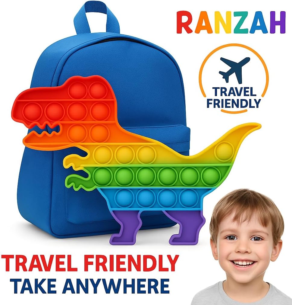 Pop Fidget Toy Dinosaur Push Pop Bubble Sensory Toy For Kids And Adults Travel Popper Poppet Toy Squishy Toy For Gifts & Parties ADHD Stress & Anxiety Relief Toy Squeeze Toddler Toy (Dinosaur) - Image 5