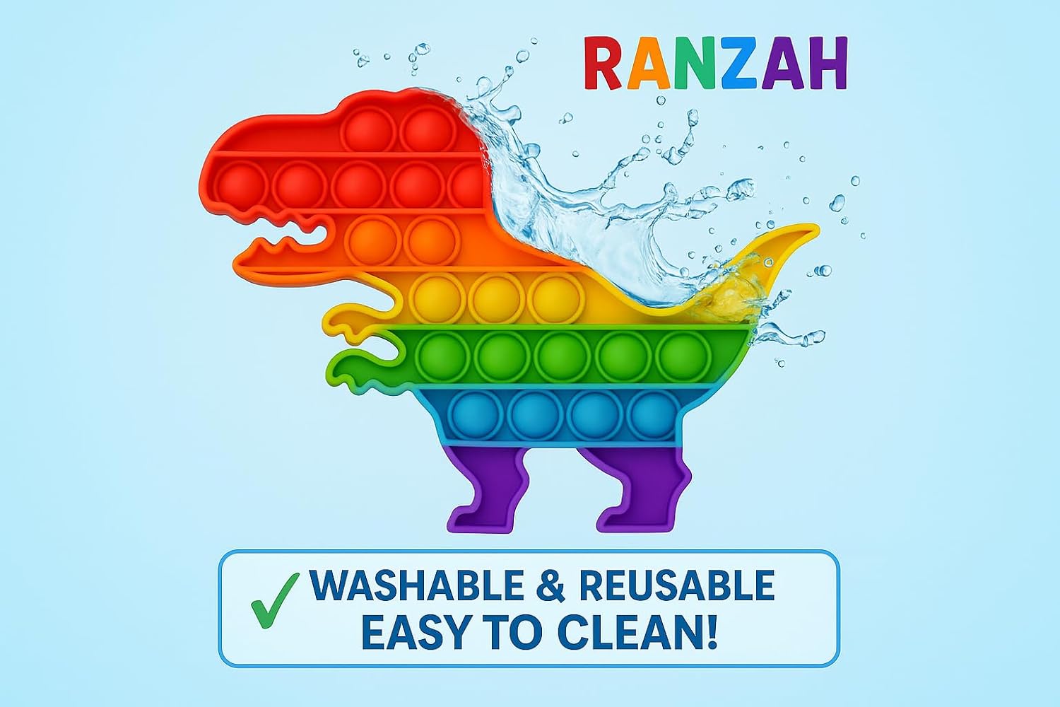 Pop Fidget Toy Dinosaur Push Pop Bubble Sensory Toy For Kids And Adults Travel Popper Poppet Toy Squishy Toy For Gifts & Parties ADHD Stress & Anxiety Relief Toy Squeeze Toddler Toy (Dinosaur) - Image 7