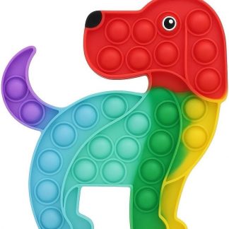 Rainbow Dog Pop It Fidget Toy – Silicone Push Pop Bubble Sensory Toy for Kids & Adults, Stress Relief Toy, Autism Sensory Toy, Travel Game, Birthday Party Gift (Colourful Dog)