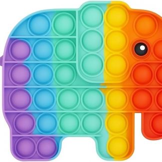 Elephant Pop It Fidget Toy – Rainbow Sensory Bubble Push Toy for Kids & Adults | Stress & Anxiety Relief, Travel Friendly, Washable Silicone, Great Gift for Children & Families (Elephant)