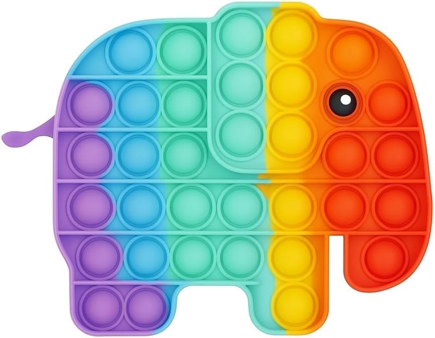 Elephant Pop It Fidget Toy β Rainbow Sensory Bubble Push Toy for Kids & Adults | Stress & Anxiety Relief, Travel Friendly, Washable Silicone, Great Gift for Children & Families (Elephant)