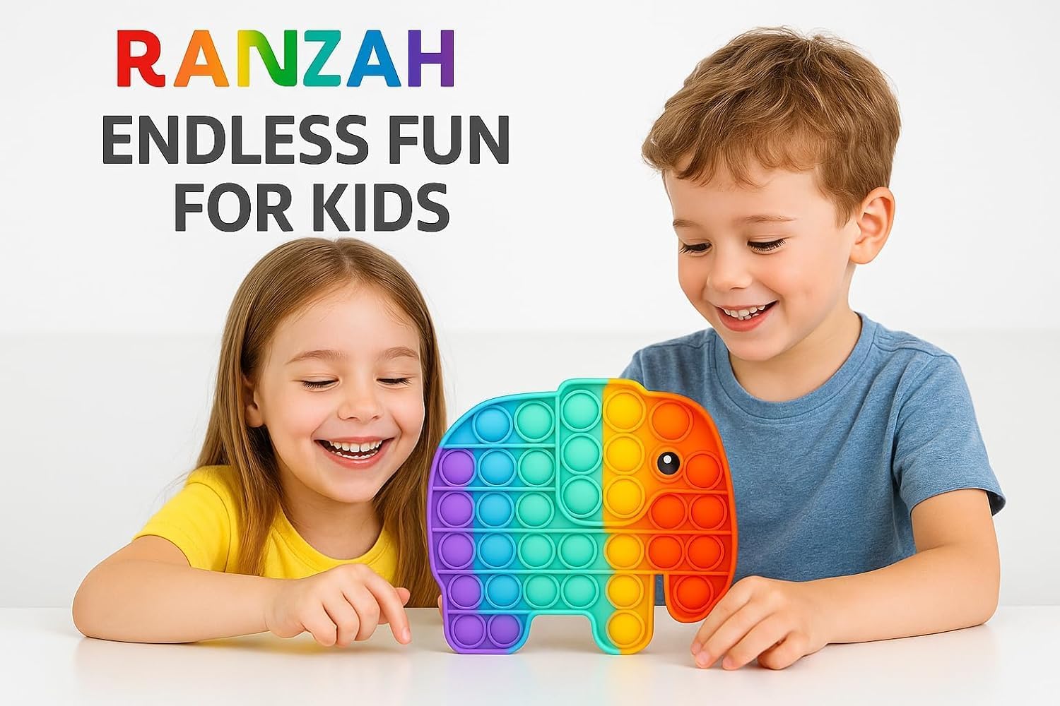 Elephant Pop It Fidget Toy β Rainbow Sensory Bubble Push Toy for Kids & Adults | Stress & Anxiety Relief, Travel Friendly, Washable Silicone, Great Gift for Children & Families (Elephant) - Image 3