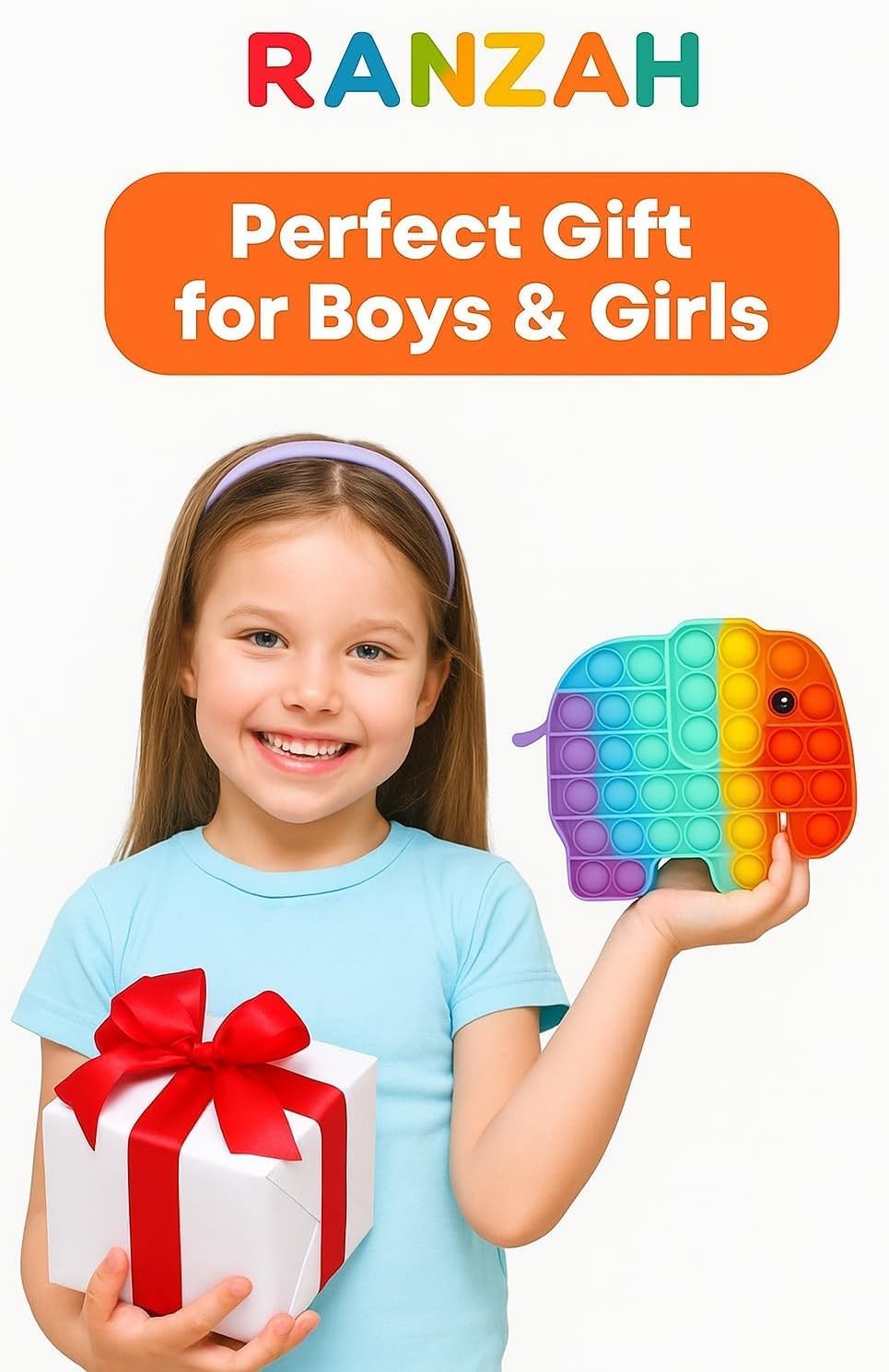 Elephant Pop It Fidget Toy β Rainbow Sensory Bubble Push Toy for Kids & Adults | Stress & Anxiety Relief, Travel Friendly, Washable Silicone, Great Gift for Children & Families (Elephant) - Image 4