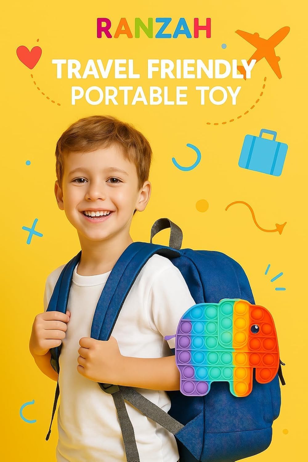 Elephant Pop It Fidget Toy β Rainbow Sensory Bubble Push Toy for Kids & Adults | Stress & Anxiety Relief, Travel Friendly, Washable Silicone, Great Gift for Children & Families (Elephant) - Image 5