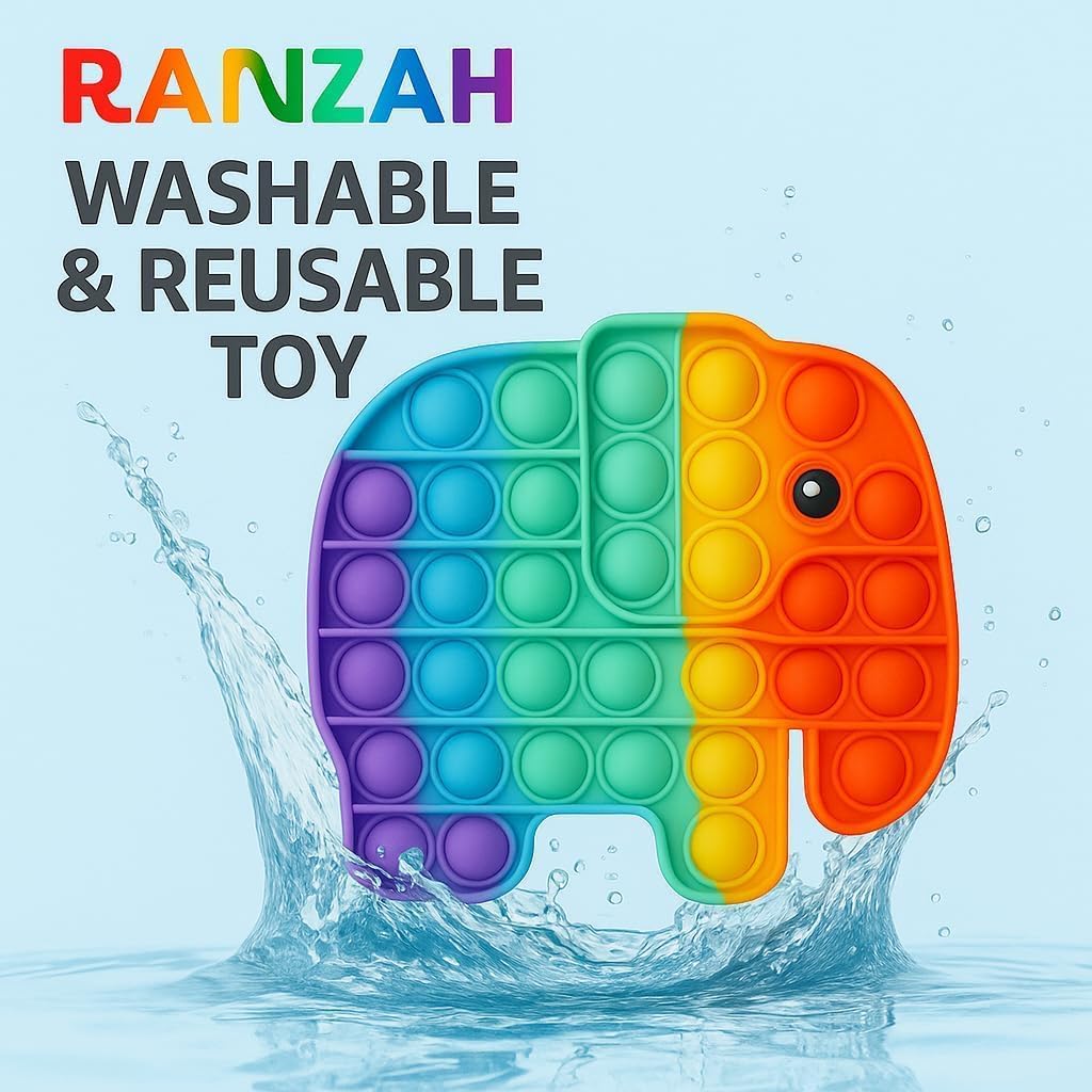 Elephant Pop It Fidget Toy β Rainbow Sensory Bubble Push Toy for Kids & Adults | Stress & Anxiety Relief, Travel Friendly, Washable Silicone, Great Gift for Children & Families (Elephant) - Image 8