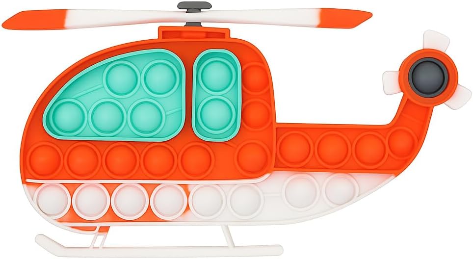 Helicopter Pop It Fidget Toy for Kids & Adults Stress Relief Silicone Sensory Squeeze Toy, Travel Friendly, Washable, Autism Anxiety Relief, Great Gift for Boys & Girls (Helicopter)