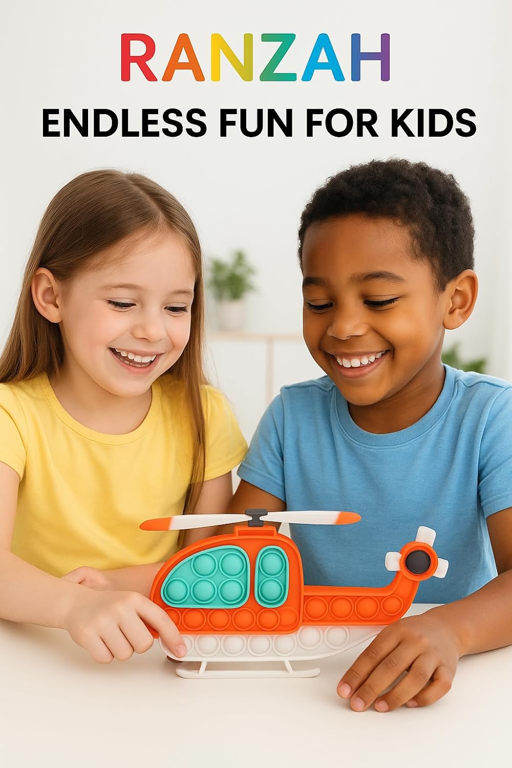 Helicopter Pop It Fidget Toy for Kids & Adults Stress Relief Silicone Sensory Squeeze Toy, Travel Friendly, Washable, Autism Anxiety Relief, Great Gift for Boys & Girls (Helicopter) - Image 3