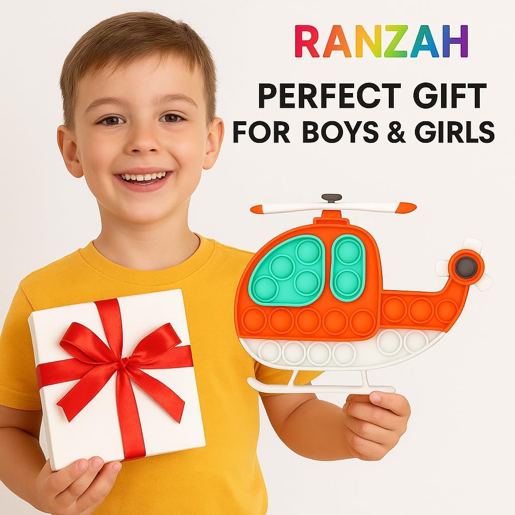 Helicopter Pop It Fidget Toy for Kids & Adults Stress Relief Silicone Sensory Squeeze Toy, Travel Friendly, Washable, Autism Anxiety Relief, Great Gift for Boys & Girls (Helicopter) - Image 4