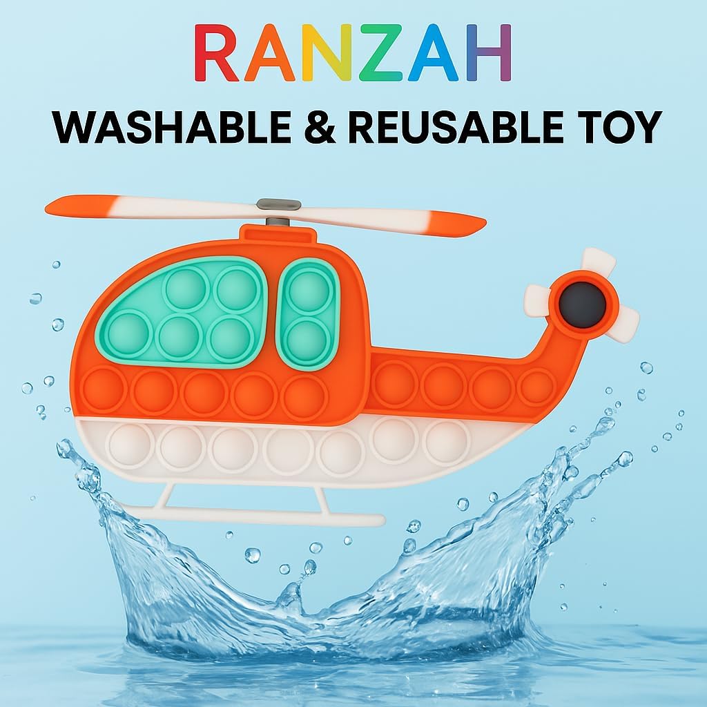 Helicopter Pop It Fidget Toy for Kids & Adults Stress Relief Silicone Sensory Squeeze Toy, Travel Friendly, Washable, Autism Anxiety Relief, Great Gift for Boys & Girls (Helicopter) - Image 7