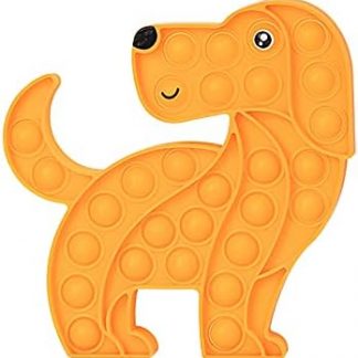 Dog Shaped Pop It Fidget Toy – Silicone Bubble Sensory Toy for Kids & Adults – Stress Relief, Anxiety Relief, Autism, ADHD, Classroom & Travel (Orange Dog)