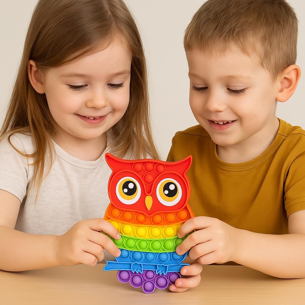 Pop Fidget Toy Push Pop Bubble Sensory Toy For Kids And Adults Travel Poppet Toy Squishy Toy For Gifts & Parties ADHD Stress & Anxiety Relief Toy Squeeze Toddler Toy (Owl) - Image 4