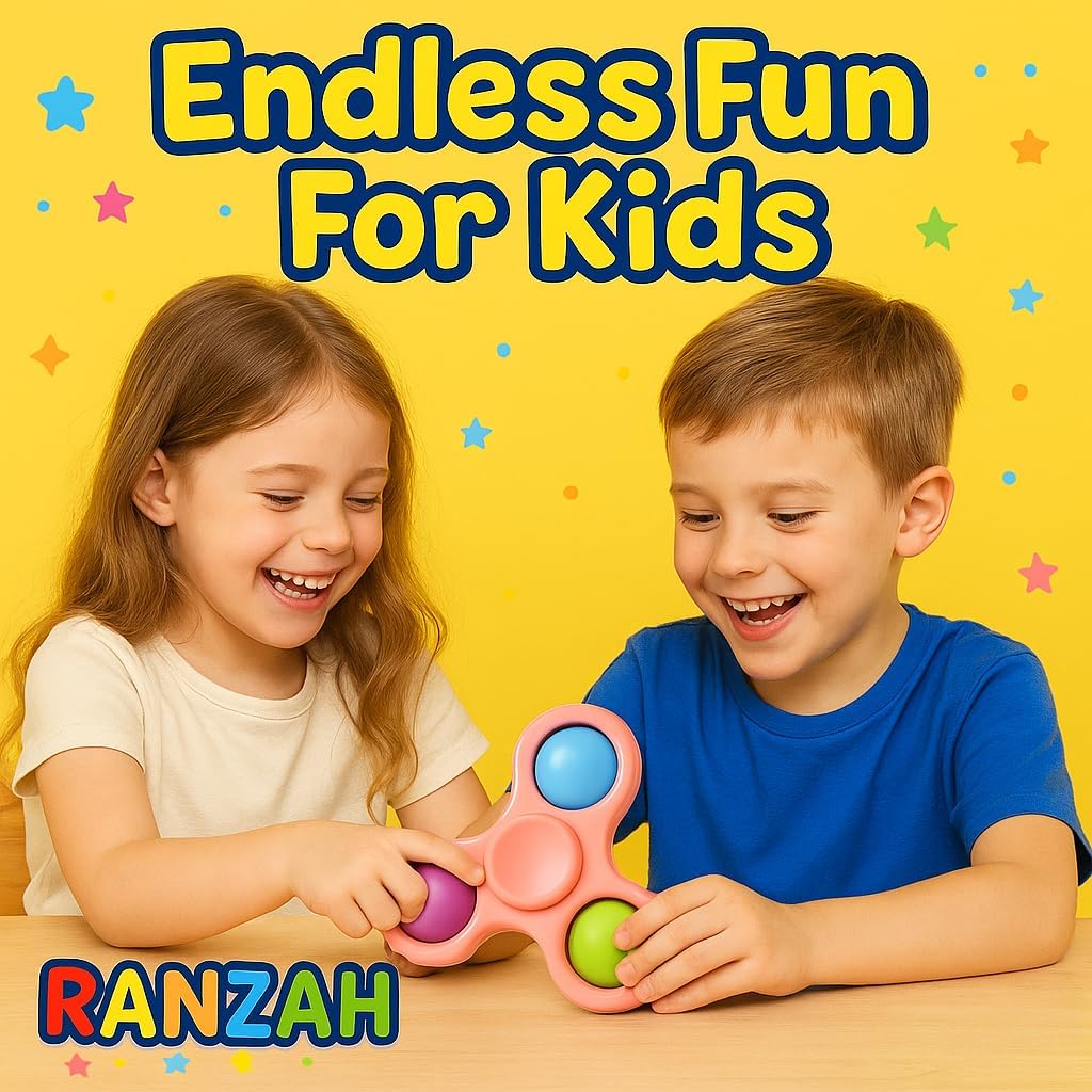 Hand Fidget Spinner Toy Finger Bubble Pop Sensory ADHD Anxiety Stress Relief Gift Party Travel Toy For kids Teens Adults (Pink) - Image 2