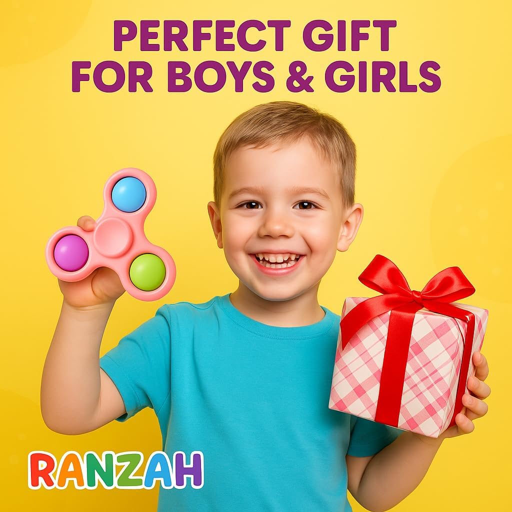 Hand Fidget Spinner Toy Finger Bubble Pop Sensory ADHD Anxiety Stress Relief Gift Party Travel Toy For kids Teens Adults (Pink) - Image 3