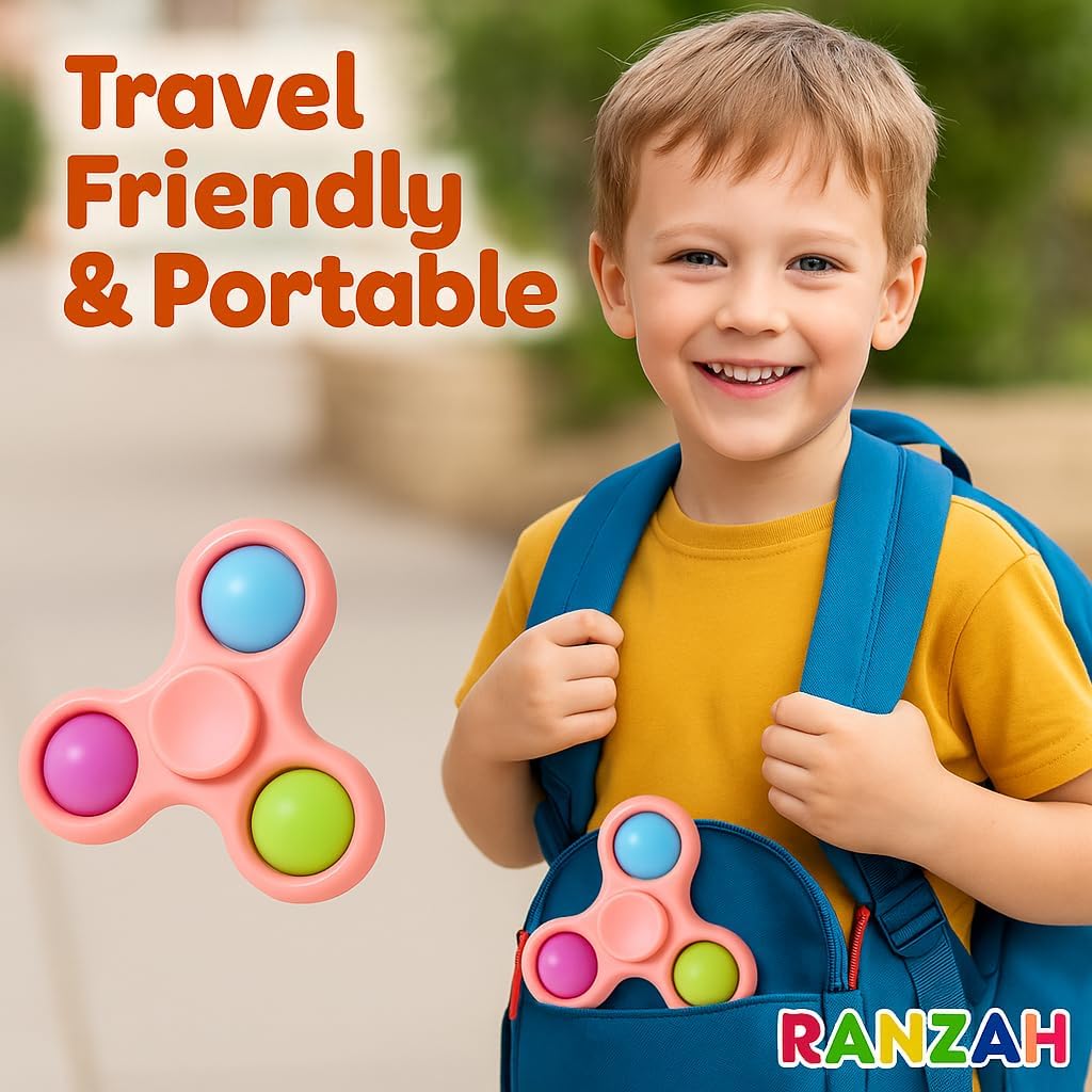 Hand Fidget Spinner Toy Finger Bubble Pop Sensory ADHD Anxiety Stress Relief Gift Party Travel Toy For kids Teens Adults (Pink) - Image 4