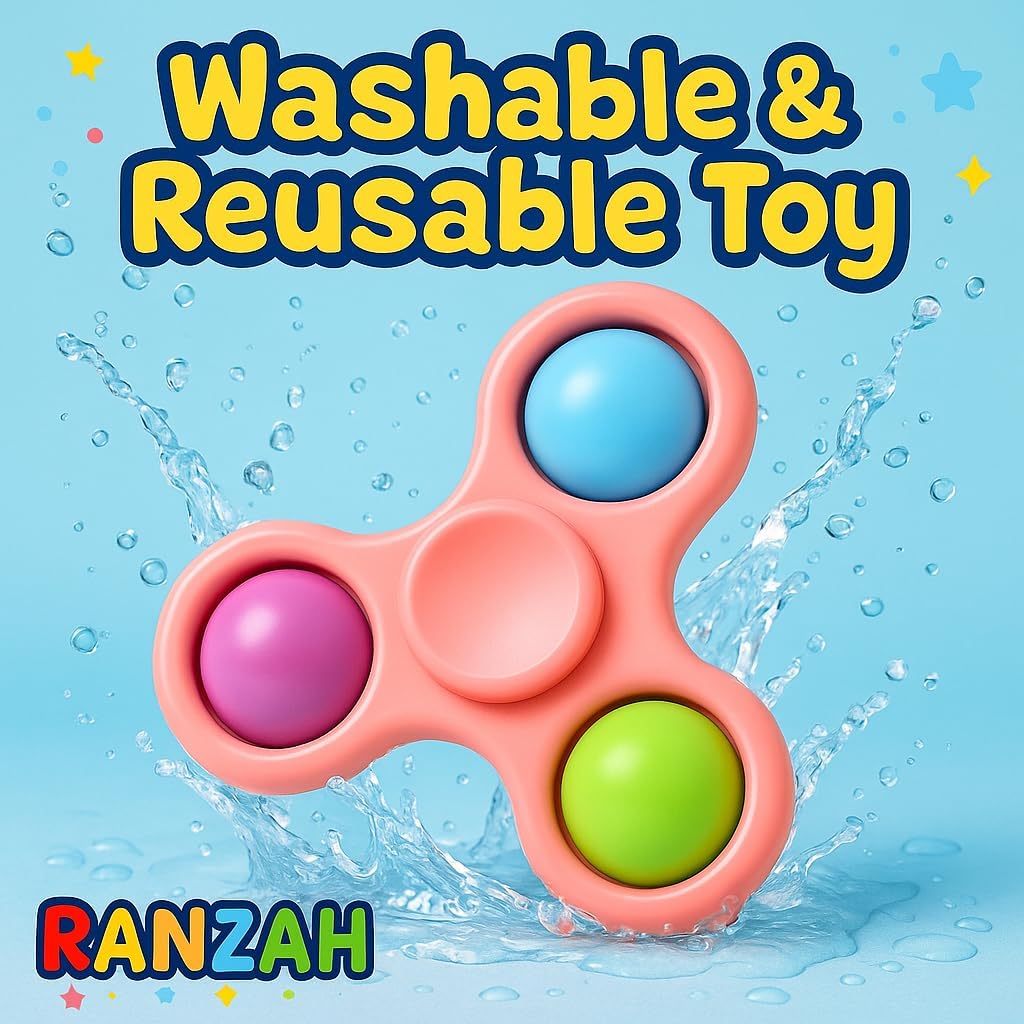 Hand Fidget Spinner Toy Finger Bubble Pop Sensory ADHD Anxiety Stress Relief Gift Party Travel Toy For kids Teens Adults (Pink) - Image 5