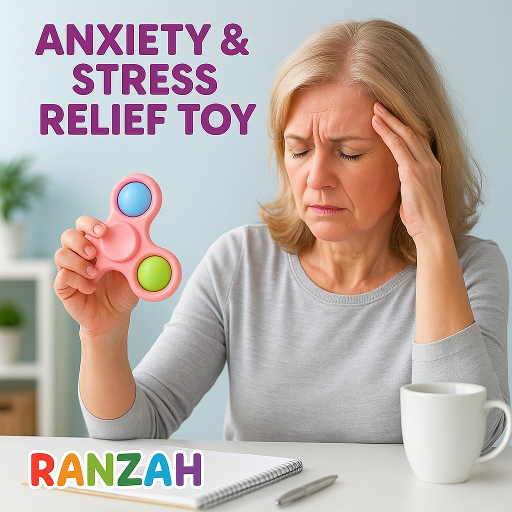 Hand Fidget Spinner Toy Finger Bubble Pop Sensory ADHD Anxiety Stress Relief Gift Party Travel Toy For kids Teens Adults (Pink) - Image 6