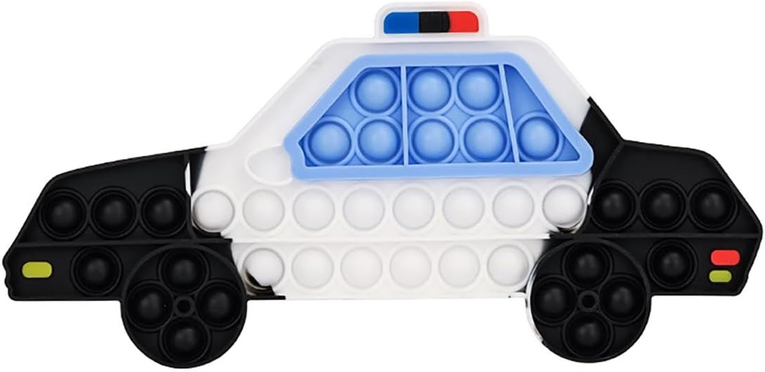 Pop Fidget Toy Push Pop Bubble Sensory Toy For Kids And Adults Travel Poppet Toy Squishy Toy For Gifts & Parties ADHD Stress & Anxiety Relief Toy Squeeze Toddler Toy (Police Car)