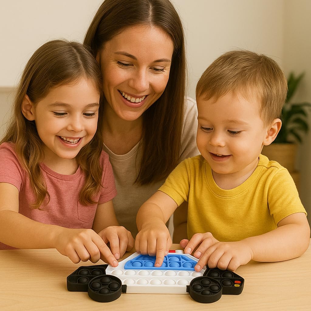 Pop Fidget Toy Push Pop Bubble Sensory Toy For Kids And Adults Travel Poppet Toy Squishy Toy For Gifts & Parties ADHD Stress & Anxiety Relief Toy Squeeze Toddler Toy (Police Car) - Image 2