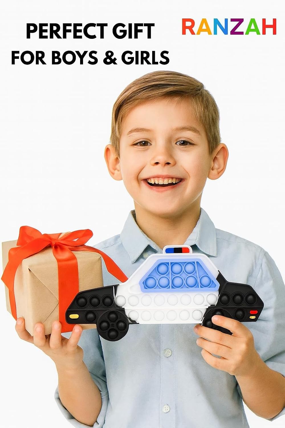 Pop Fidget Toy Push Pop Bubble Sensory Toy For Kids And Adults Travel Poppet Toy Squishy Toy For Gifts & Parties ADHD Stress & Anxiety Relief Toy Squeeze Toddler Toy (Police Car) - Image 5