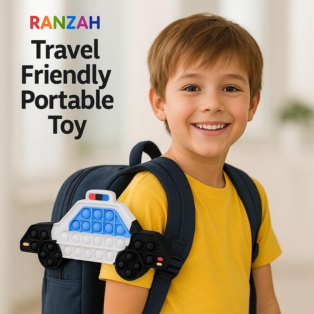 Pop Fidget Toy Push Pop Bubble Sensory Toy For Kids And Adults Travel Poppet Toy Squishy Toy For Gifts & Parties ADHD Stress & Anxiety Relief Toy Squeeze Toddler Toy (Police Car) - Image 7