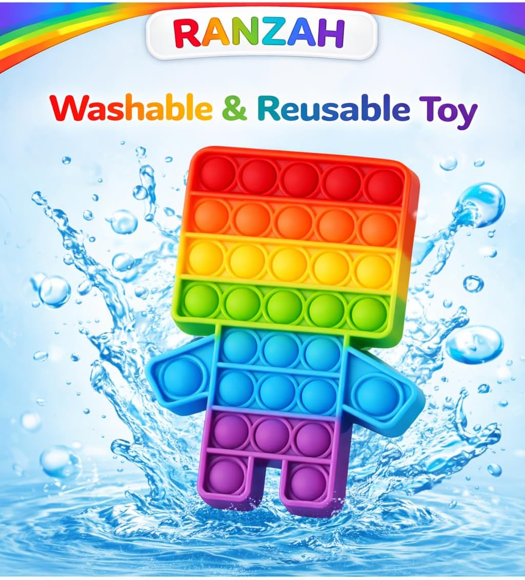 Pop Fidget Toy Robot Push Pop Bubble Sensory Toy For Kids And Adults Travel Poppet Toy Squishy Toy For Gifts & Parties ADHD Stress & Anxiety Relief Toy Squeeze Toddler Toy (Robot) - Image 5