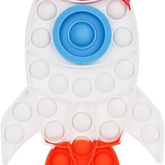 Rocket Shape Pop Fidget Toy, Silicone Bubble Sensory Toy for Kids & Adults, Stress Relief, Autism & ADHD Focus Tool, Reusable Push Popper Toy Red, White & Blue (Space Rocket)