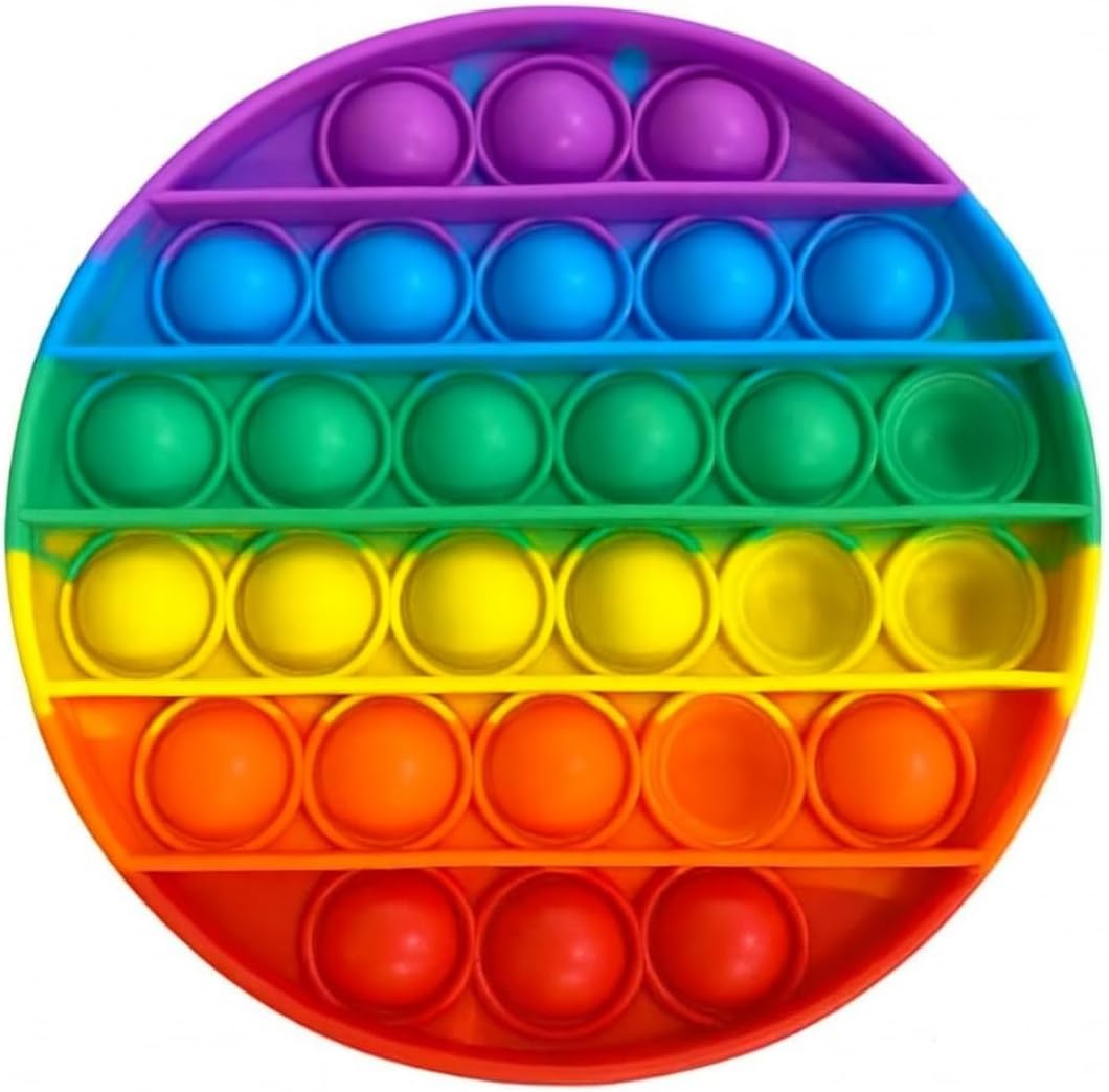 Pop Fidget Toy Round Push Pop Bubble Popper Sensory Toy For Kids And Adults Travel Poppet Toy Squishy Toy For Gifts & Parties ADHD Stress & Anxiety Relief Toy Squeeze Toddler Toy (Round)