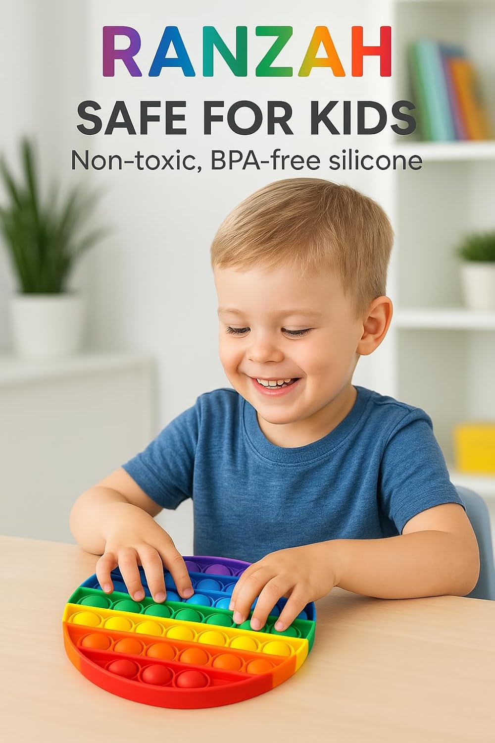 Pop Fidget Toy Round Push Pop Bubble Popper Sensory Toy For Kids And Adults Travel Poppet Toy Squishy Toy For Gifts & Parties ADHD Stress & Anxiety Relief Toy Squeeze Toddler Toy (Round) - Image 2