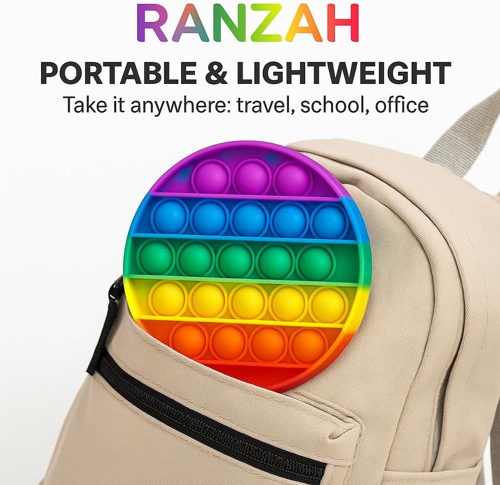 Pop Fidget Toy Round Push Pop Bubble Popper Sensory Toy For Kids And Adults Travel Poppet Toy Squishy Toy For Gifts & Parties ADHD Stress & Anxiety Relief Toy Squeeze Toddler Toy (Round) - Image 5