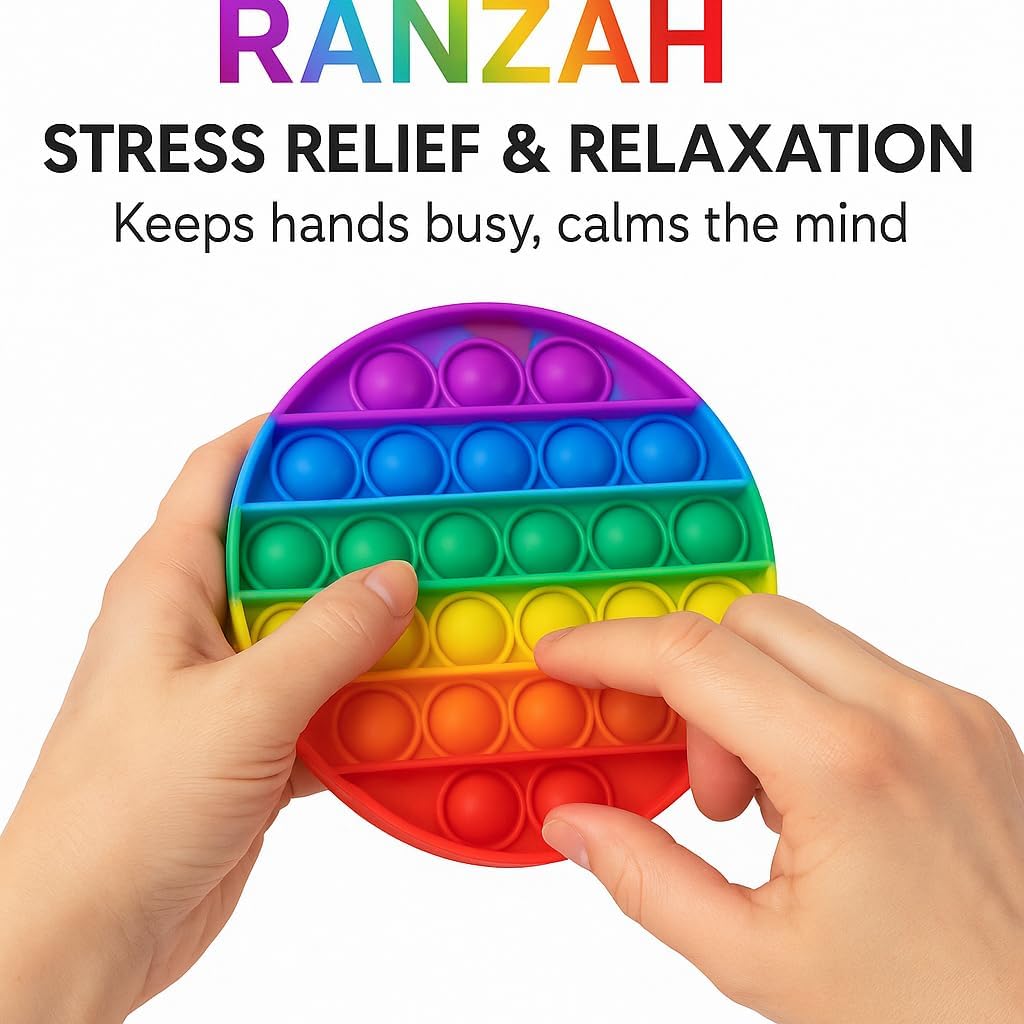 Pop Fidget Toy Round Push Pop Bubble Popper Sensory Toy For Kids And Adults Travel Poppet Toy Squishy Toy For Gifts & Parties ADHD Stress & Anxiety Relief Toy Squeeze Toddler Toy (Round) - Image 6