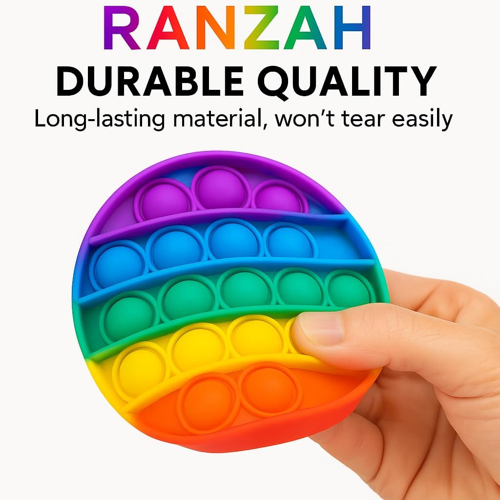 Pop Fidget Toy Round Push Pop Bubble Popper Sensory Toy For Kids And Adults Travel Poppet Toy Squishy Toy For Gifts & Parties ADHD Stress & Anxiety Relief Toy Squeeze Toddler Toy (Round) - Image 7