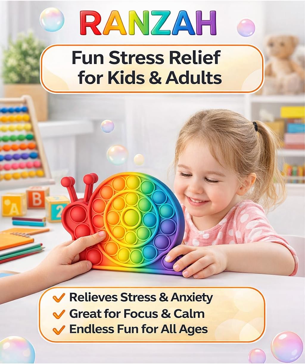 Pop Fidget Toy Snail Push Pop Bubble Sensory Toy For Kids And Adults Travel Poppet Toy Squishy Toy For Gifts & Parties ADHD Stress & Anxiety Relief Toy Squeeze Toddler Toy (Snail) - Image 3