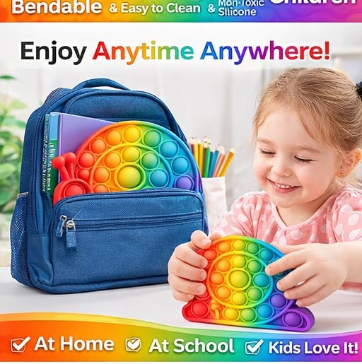 Pop Fidget Toy Snail Push Pop Bubble Sensory Toy For Kids And Adults Travel Poppet Toy Squishy Toy For Gifts & Parties ADHD Stress & Anxiety Relief Toy Squeeze Toddler Toy (Snail) - Image 5