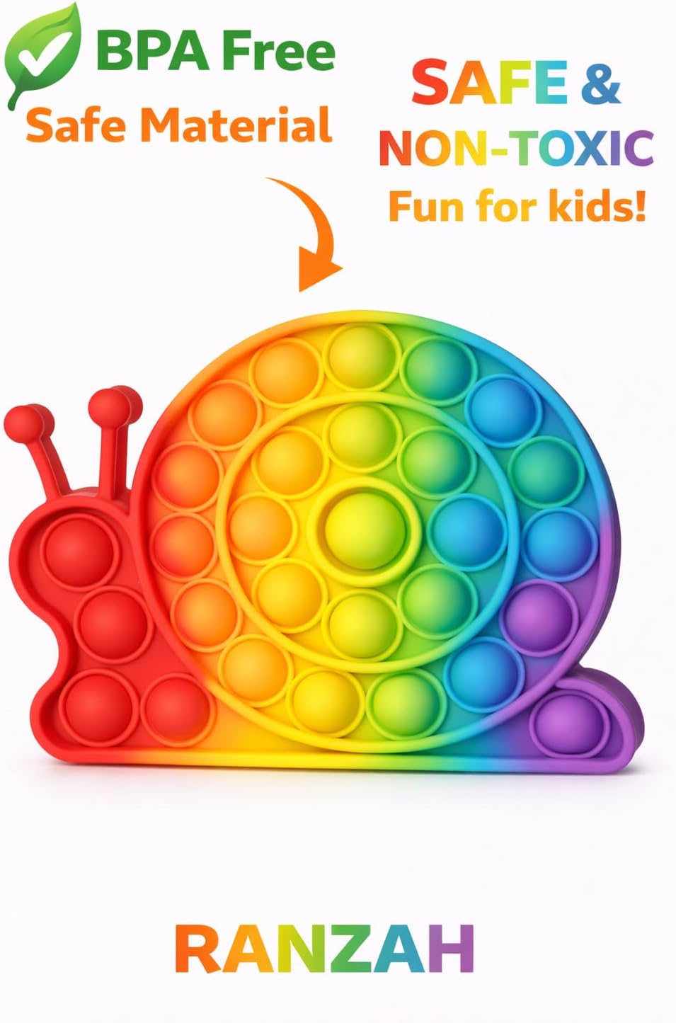 Pop Fidget Toy Snail Push Pop Bubble Sensory Toy For Kids And Adults Travel Poppet Toy Squishy Toy For Gifts & Parties ADHD Stress & Anxiety Relief Toy Squeeze Toddler Toy (Snail) - Image 7